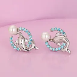 GIVA Love is Everywhere 92.5 Sterling Silver Cute Dolphin Drop Earrings-image-10