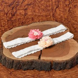 FUNKRAFTS Girls Pink & Cream-Coloured Set of 2 Embellished Ponytail Holders-picture-3