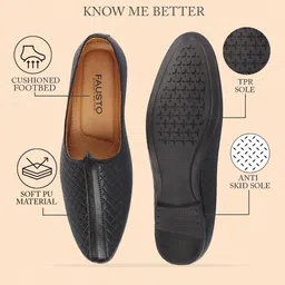 fausto Men's Slip On Ethnic Juttis & Mojari (6-13 UK) (Black, Numeric_9) image 3