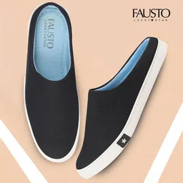 fausto Men's Back Open Slip On Shoes for Daily Outfit|Evening|Outdoor|Casual|Fashion|Trending|Lightweight and Comfort with TPR Sole Flexiblity image 2