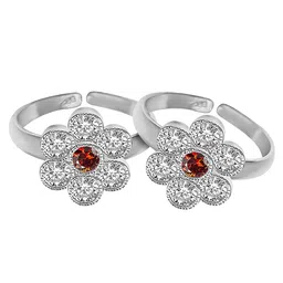 parnika (Formerly MJ Designer Multi CZ Adorned Silver Toe Rings in Pure 92.5 Sterling Silver for Women | Chandi Bichiya | Gift for Her | With Certificate of Authenticity | image 2