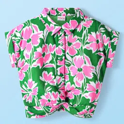 Babyhug Rayon Woven Sleeveless Top With Floral Print - Green-picture-20