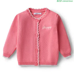 Babyoye 100% Cotton Full Sleeves Cardigan With Embroidery - Pink-image-50