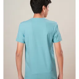 Technosport Knit Half Sleeves Shoot For The Moon Text Printed Breathable & Quick Dry Sports Tee - Aqua Sea image 3