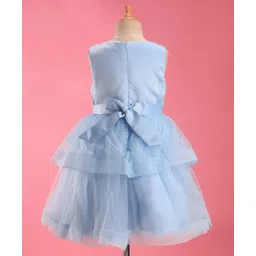 mark & mia Mark & MiaSleeveless PartyFrock with Beads & Floral Embroidery Detailing with Bow Applique - Sky Blue image 3