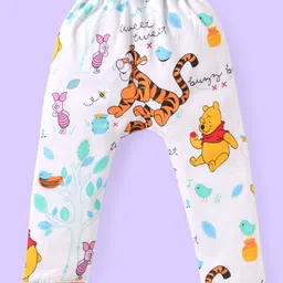 Babyhug Disney Interlock Knit Full Length Diaper Leggings With Winnie & Friends Graphic Pack Of 3 - Blue White Green image 3