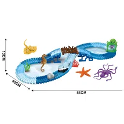 NEGOCIO DIY Shark Car Racing Track Toy, Aquarium Train Set, Blue, Ocean Life Tracks & Figures for Toddlers - PACK OF 1 -COLOR AY VARY image 3