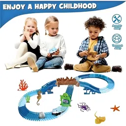 NEGOCIO DIY Shark Car Racing Track Toy, Aquarium Train Set, Blue, Ocean Life Tracks & Figures for Toddlers - PACK OF 1 -COLOR AY VARY image 4