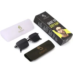 Eyejack Unisex Black Lens & Gunmetal-Toned Rectangle Sunglasses with image 4