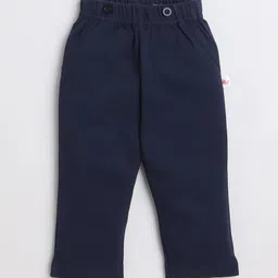 BUMZEE Interlock Knit Full Sleeves Solid Shirt & Pant Set With Suspender & Cap - Navy Blue & White image 5