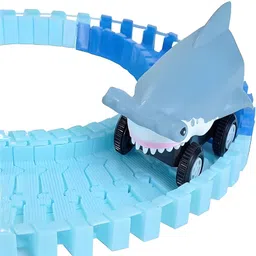 NEGOCIO DIY Shark Car Racing Track Toy, Aquarium Train Set, Blue, Ocean Life Tracks & Figures for Toddlers - PACK OF 1 -COLOR AY VARY image 5