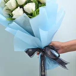 Serene White Rose Bouquet image 3