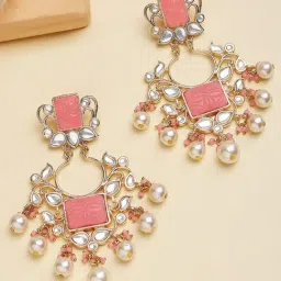 Karatcart Gold-Tone Plated Pink Earrings for Women-image-93