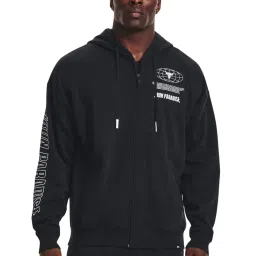 Under Armour Black Regular Fit Printed Hooded Sweatshirt image 1