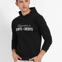 Campus Sutra Black Regular Fit Printed Hooded Sweatshirt image 1