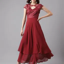 Latin Quarters Maroon Embellished Maxi Dress image 1