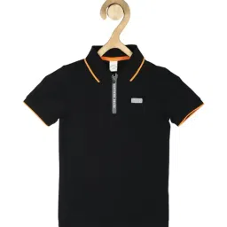 Peter England Kids Black Solid  T-Shirt-image-7