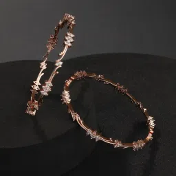 Aatmana Rose Gold-Plated & American Diamond Studded Bangles - Set of 2 image 1