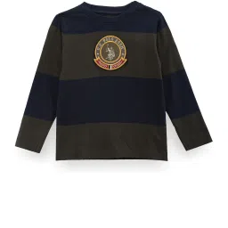U.S. Polo Assn. Kids Green Striped Full Sleeves T-Shirt image 1
