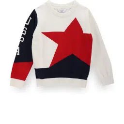 U.S. Polo Assn. Kids White Self Design Full Sleeves Sweater image 1