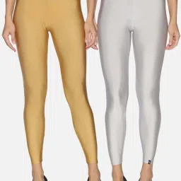 TWIN BIRDS Golden & Silver Ankle Length Leggings - Pack Of 2 image 1