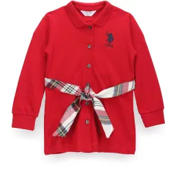 U.S. Polo Assn. Kids Red Solid Full Sleeves Polo Dress image 1
