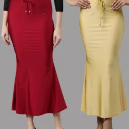 TWIN BIRDS Red & Yellow Plain Saree Shapewear - Pack Of 2 image 1