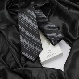 kavove KOVOVE Men Black Striped Broad Tie-picture-39