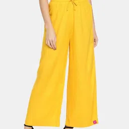 TWIN BIRDS Yellow Mid Rise Palazzos image 1