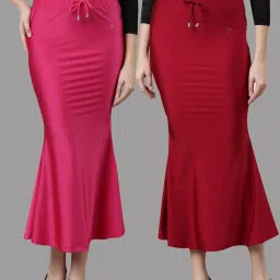 TWIN BIRDS Fuchsia & Maroon Plain Saree Shapewear - Pack Of 2 image 1