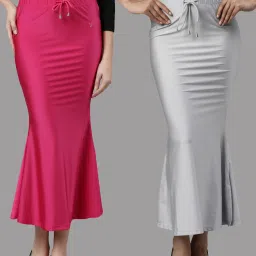 TWIN BIRDS Fuchsia & Silver Plain Saree Shapewear - Pack Of 2 image 1