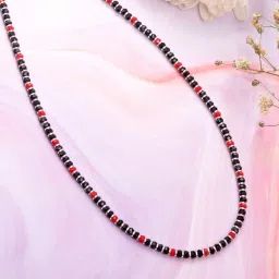 Zavya Black & Red Beads 92.5 Sterling Silver Necklace image 1