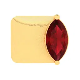 P.C. Chandra Jewellers 18k Gold Unique Shape Leaf Shape Red Stone Nosepin image 1