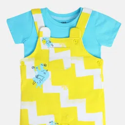 Miniklub Yellow Knit Regular Printed Dungaree image 1