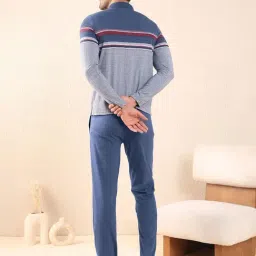 Sweet Dreams Navy Regular Fit Striped Nightwear Set image 2