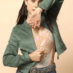 Vero Moda Sage Green Regular Fit Biker Jacket image 1