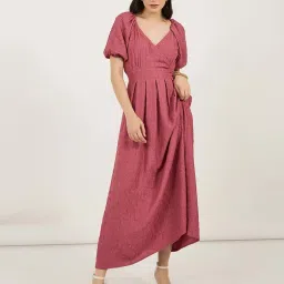 Styli Pink Plain A-Line Dress image 1