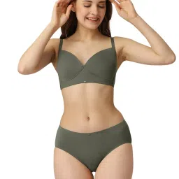 Soie Green Non-Wired Padded Bra & Panty Set image 1