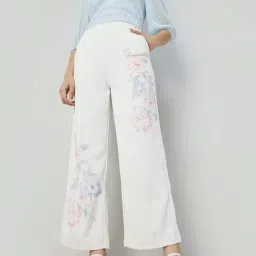 Code by Lifestyle Off-White Floral Print Flared Pants-picture-20