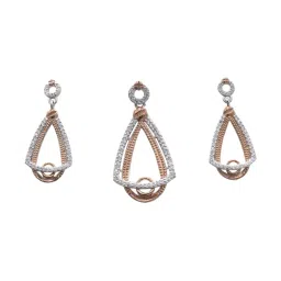 Rihi by P.C. Chandra Jewellers 925 Silver Triangle Dual Color Pendant & Earrings Set (without Chain) image 1