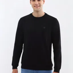 Allen Solly Black Cotton Regular Fit Sweatshirt image 1