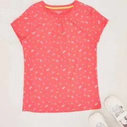 Pantaloons Junior Girls Papaya Punch Cotton Printed T-Shirts-picture-41