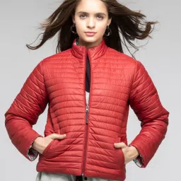 SHAYE Red Solid Reversible Puffer Jacket image 1