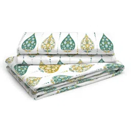 Layers Bologna Nature Green 146 TC Cotton King Bed Sheet with 2 Pillow Covers image 4