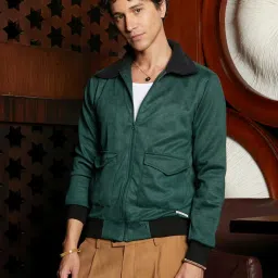 Campus Sutra Green Cotton Regular Fit Jacket image 1