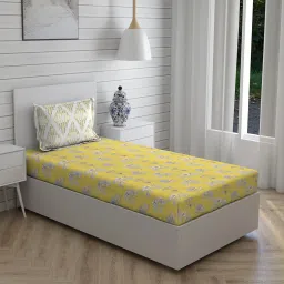 Layers Illuminating Homes Floral Yellow 144 TC Cotton Single Bed Sheet with 1 Pillow Cover image 5