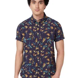 Spykar Blue Cotton Regular Fit Printed Shirt-picture-21