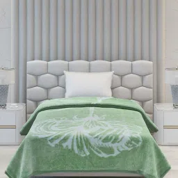 Monte Carlo Green Polyester 1000 GSM Single Bed Winter Blanket image 1