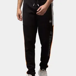Being Human Jet Black Cotton Regular Fit Printed Trackpants image 1