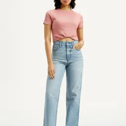 Levi's Women's High Rise Straight Fit Light-Blue Jeans image 4